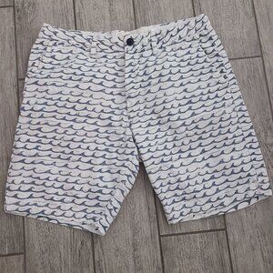 H&M L.O.G.G. Wave Print Shorts White Blue Men's Size 32